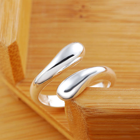 Free shipping silver color for women men Charm fashion Hot Sell smooth Drop open Ring jewelry Lowest Factory Price  R12 ► Photo 1/5