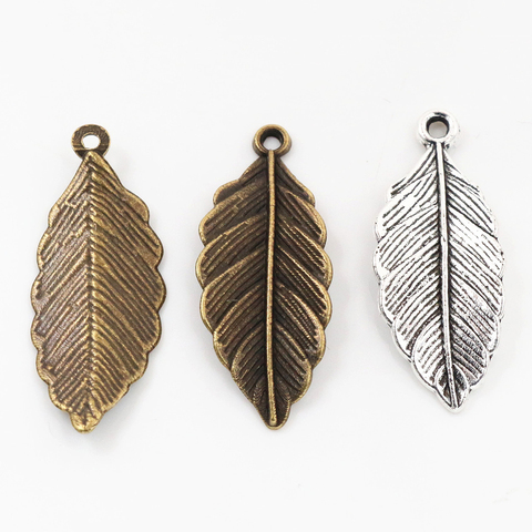 12pcs Charms leaf 31x12mm Antique Making pendant fit,Vintage Tibetan Silver Plated  Bronze,DIY bracelet necklace ► Photo 1/3