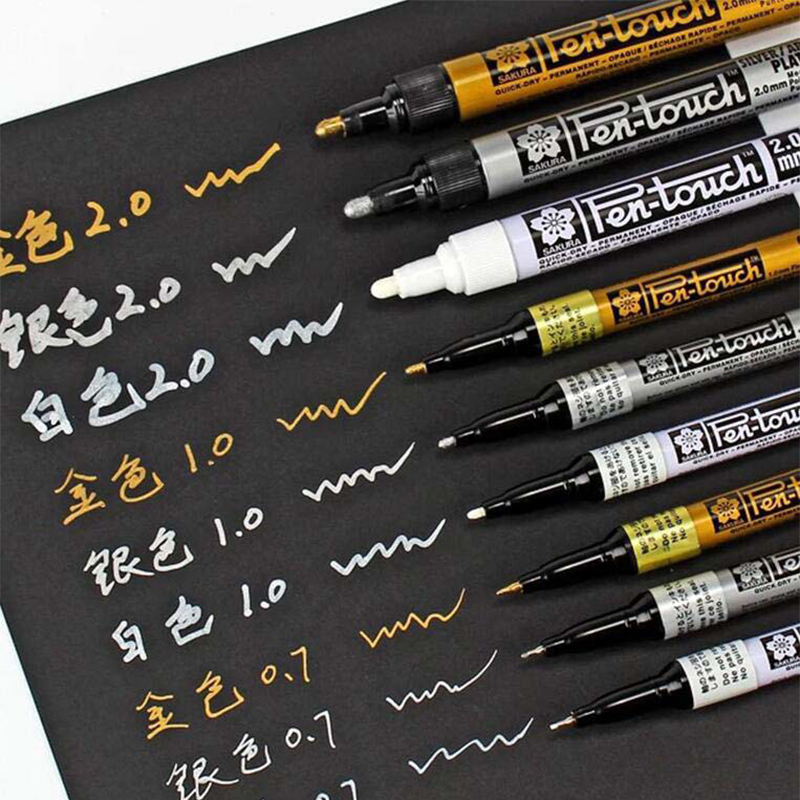 SAKURA Pen-Touch Metallic Markers Opaque Oil Paint Pens 0.7 Mm 1.0 Mm 2.0  Mm White Gold Silver Japan - AliExpress