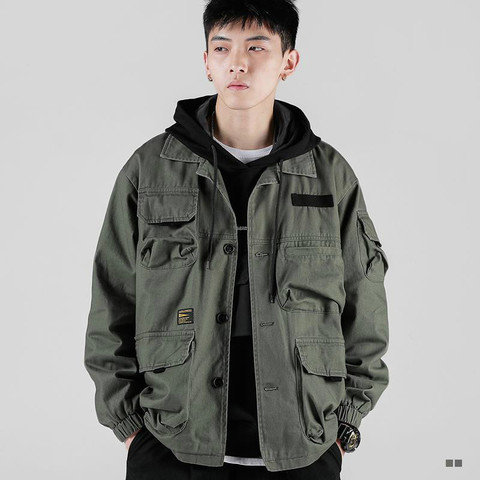 2022 Spring Autumn Jackets for Women Army Green Tooling Jacket Men's Popular Brand Multi-Pockets Loose Jacket Korean Style Men ► Photo 1/6