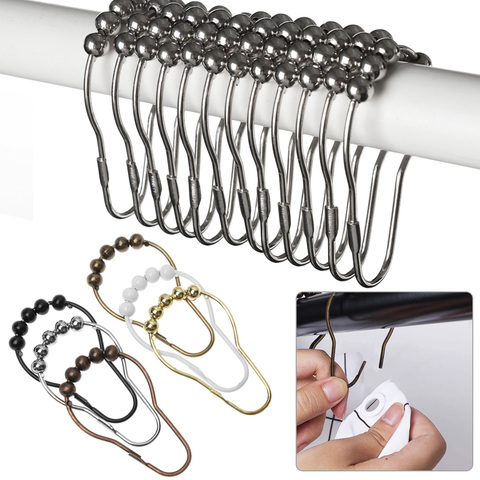12 Pcs Shower Curtain Hooks Stainless Steel Curtain Rings Glide Smoothly Shower Hooks Rings For Bathroom Shower Rods Curtains ► Photo 1/6