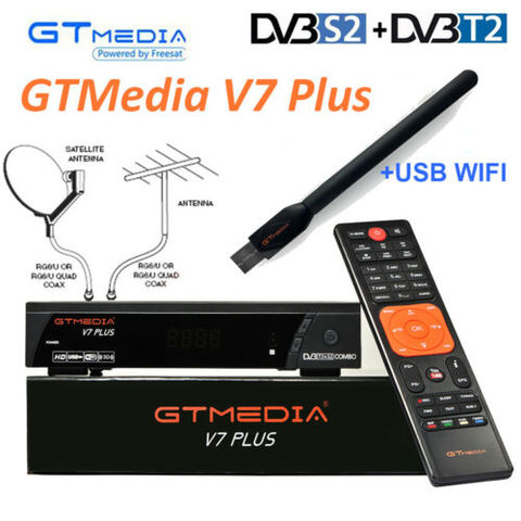 GTMEDIA V7 PLUS Set Top Box 1080P Full  HD DVB-S/S2+T/T2  Support H.265 AVS+  and PowerVu DRE & Biss key ► Photo 1/6