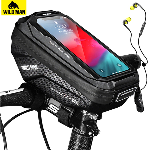 WILD MAN Cycling Handlebar Bag Bicycle Bag Rainproof Touch Screen Mtb Phone Bag 6.7 Inch Mobile Phone Case Bike Bag Accessories ► Photo 1/6