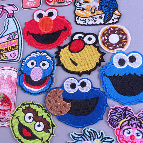 Cartoon Patch Sesame Street Iron On Patches For Clothing Baby Cloth Childs Patches On Clothes Kids Patch Applique Anime Stripe ► Photo 1/3