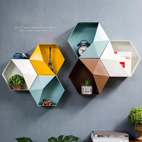 Nordic Home Decoration Wall Hanging Shelf Flower Pot Multifunctional Storage Box Room Decoration Wall Creative Combination Mural ► Photo 1/6