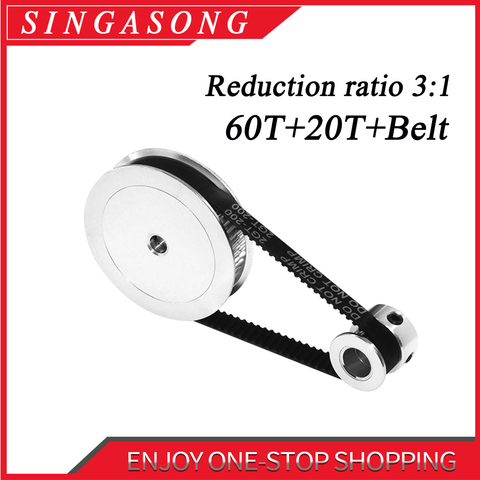 Timing Belt Pulley GT2 60teeth 20teeth Reduction 3:1/1:3 3D printer accessories belt width 6mm Bore 5&8&10mm. ► Photo 1/4