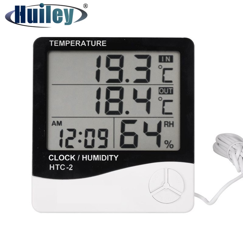 Eprice Digital Thermometer and Hygrometer,Weather Station Digital LCD Temperature Humidity Meter Indoor and Outdoor Room Thermometer Clock Hygrometer with Probe Sensor 