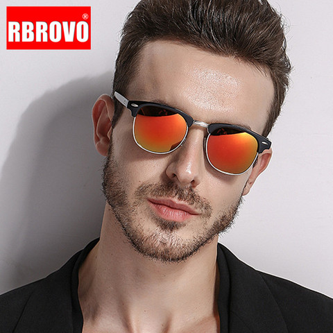 RBROVO 2022 Fashion Polarized Semi-Rimless Sunglasses Men Brand Design Retro Eyeglasses Plastic Lunette De Soleil Femme UV400 ► Photo 1/6