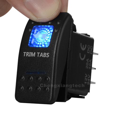 Bandc Waterproof Car Boat Blue Led 7 pin MOMENTARY ON / OFF / MOMENTARY ON DPDT TRIM TABS Auto Replacements Rocker Switch ► Photo 1/5