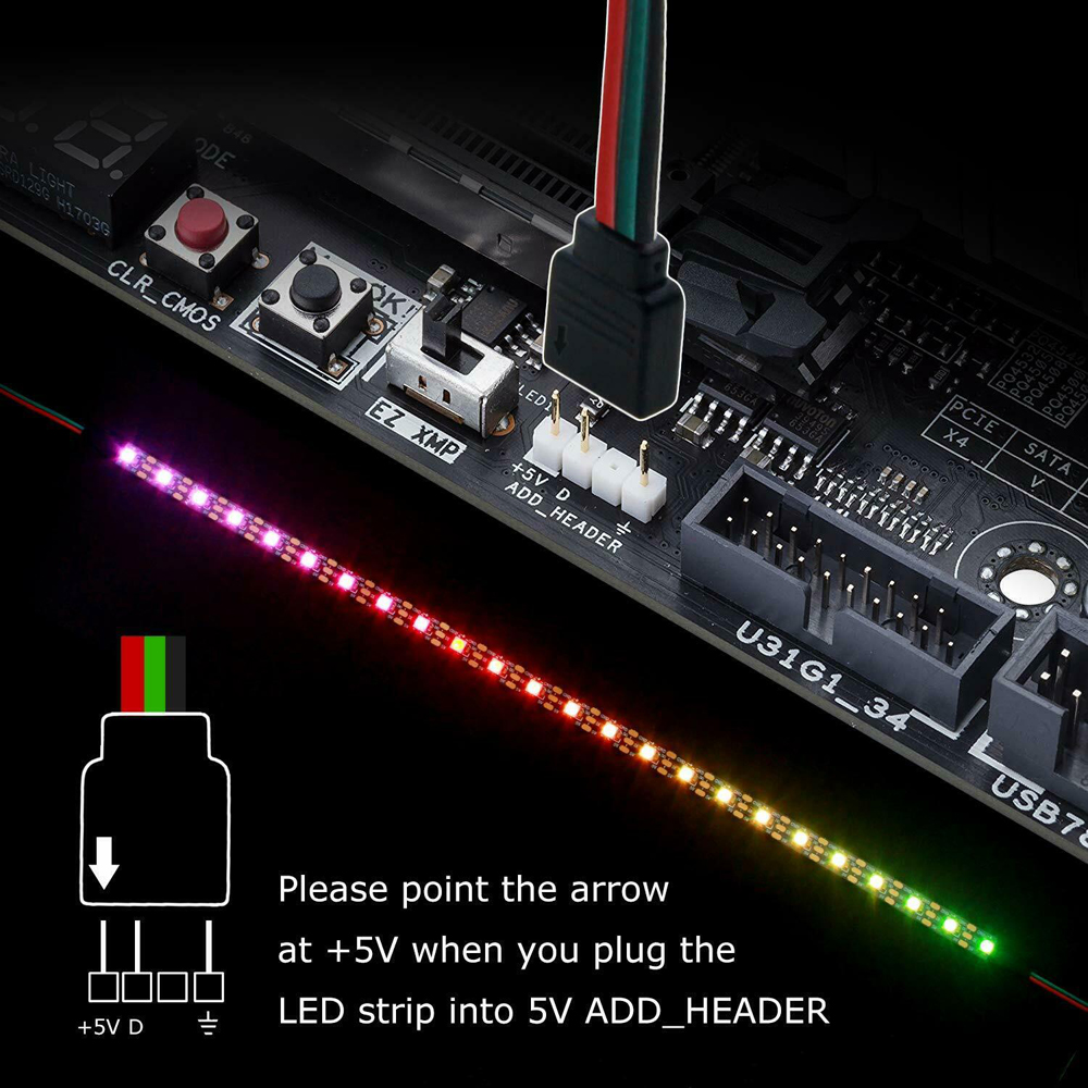 Streng Ansøgning antage WS2812b RGB LED Strip for ASUS AURA SYNC / MSI Mystic Light Sync / GIGABYTE  RGB Fusion 2.0 (5V 3 Pin Addressable LED Headers) - Price history & Review  | AliExpress Seller - AELED Store | Alitools.io