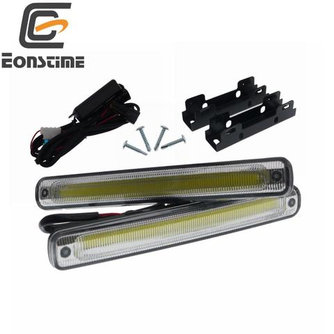 Eonstime 18cm 12V/24V 2Pcs COB LED Car Styling DRL Daytime Running Light Head Lamp White Fog Lamps 8W Turn off lights ► Photo 1/6