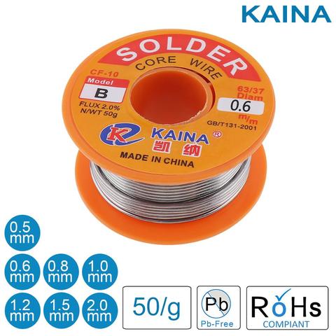 50g 0.6/0.8/1/1.2 /1.5/2.0mm 63/37 FLUX 2.0% 63/37 Tin Lead Tin Wire Melt Rosin Core Solder Soldering Wire Roll No-clean ► Photo 1/6