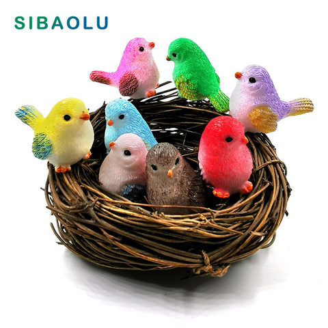 8pcs Artificial Little Parrot bird Nest figurine animal Model home decor miniature fairy garden decoration accessories modern ► Photo 1/6