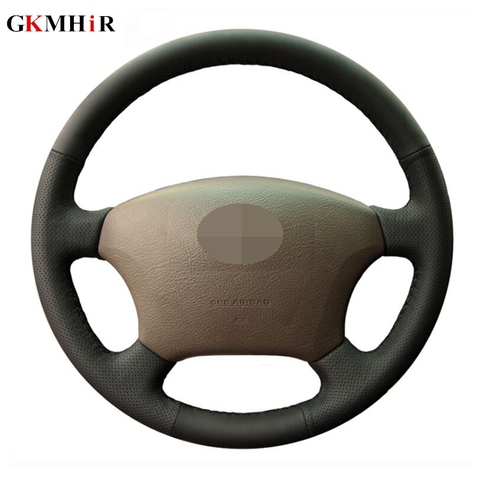 DIY Hand-stitched Black Artificial Leather Car Steering Wheel Cover for Toyota Land Cruiser Prado 120 ► Photo 1/6