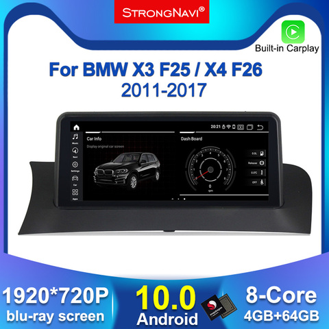 10.25'' IPS 1920*720P 4G lte Android 10.0 Car Multimedia Player for BMW X3 F25 X4 F26 CIC NBT System Autoradio Navigation GPS ► Photo 1/6