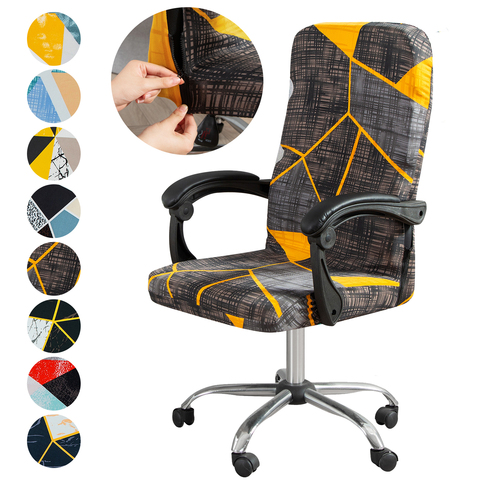 M/L Geometry Style Printed Elastic Stretch Office Chair Cover Dust-proof Computer Arm Chair Slipcover Rotatable Chair Protector ► Photo 1/6