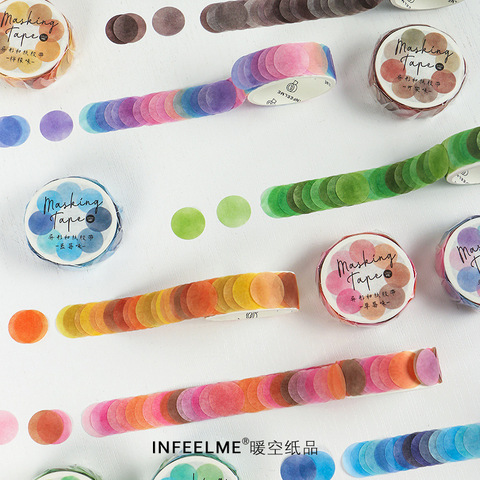 100 pcs Candy Colorful Dots Washi Tape Adhesive Tape DIY Scrapbooking Round Stickers Label Japanese Masking tape ► Photo 1/5