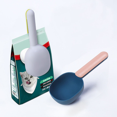 Mutli-function Portable Pet Cat Dog Food Shovel Scoop Feeding Spoon with Sealing Bag Clip Pet Feeders ► Photo 1/6