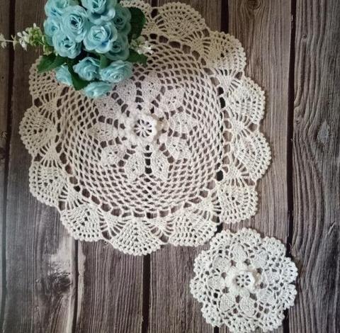 New Handmade cotton placemat cup coaster mug kitchen Christmas round table place mat cloth lace Crochet tea doily dish pan pad ► Photo 1/4