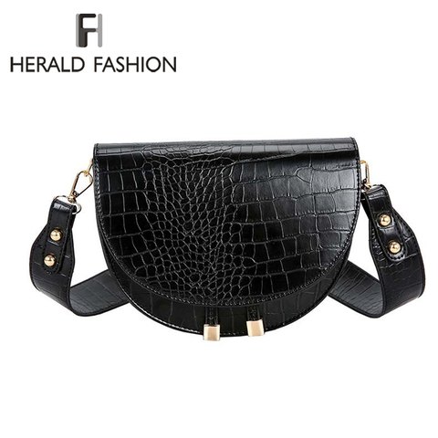 Luxury Fashion Women Crossbody Bag Crocodile Semicircle Saddle Bags Soft Leather Shoulder Bags For Ladies Handbags Designer ► Photo 1/6