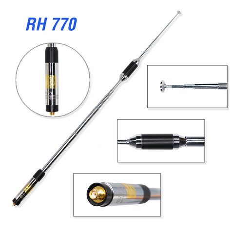 RH770 High Gain SMA-Female Telescopic Antenna RH-770 Dual Band 144/430Mhz For Baofeng UV-9R PLus UV-5R Pro UV-82 Walkie Talkie ► Photo 1/6