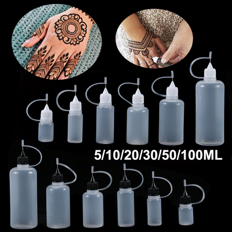 5pcs/set 5/10/20/30/50/100ML DIY Scrapbooking Paper Craft Tool Glue Applicator Needle Squeeze Bottle for Paper Quilling DIY Tool ► Photo 1/6