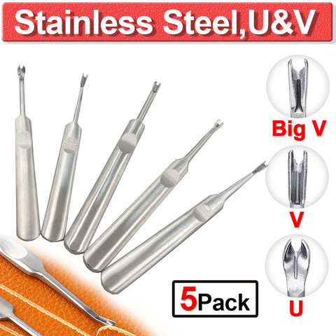 5Pcs DIY Hand Leathercraft Stainless Steel U V Shaped Leather Stitching Groover Skiving Edge Beveler Leathercraft Tool Kit D30 ► Photo 1/6