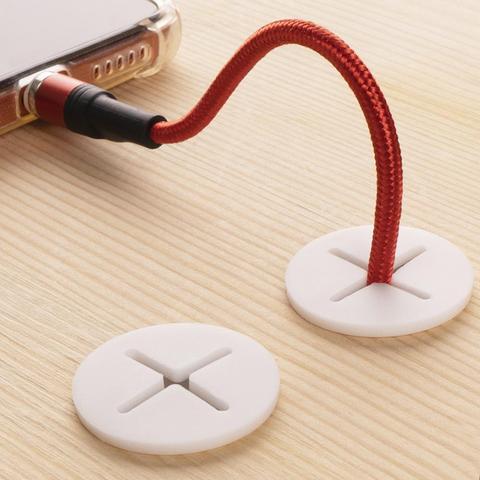 Desk Cord Grommet, flexible Silicone Cable Wire Hole Cover, wire organizer, round gasket grommets white ► Photo 1/6