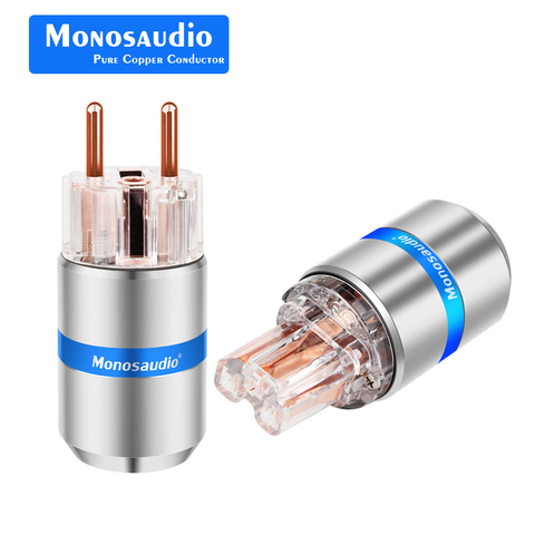 Monosaudio E107/F107 Pure copper Schuko Plug  hifi red Pure copper EUR version Hifi audio Power cable Extenstion adapter Plug ► Photo 1/6