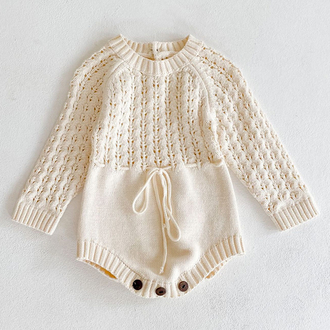 Spring Baby Clothes Girls Romper Autumn Long Sleeve Baby Girl Knit Hollow Out Rompers Baby Jumpsuit Baby Clothes ► Photo 1/6