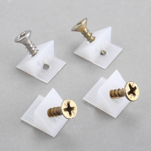 50Pcs/Lot 45 Degree Angle Plastic Corner Bracket Block For Furniture Closet Back Panel w/ Screws ► Photo 1/6