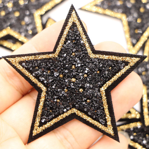 5pcs/lot 6CM Glitter Stars Stickers Sequined Star Patch  DIY Fabric Appliques Badge Iron On Coats Jeans Pants Badge Accessory ► Photo 1/6