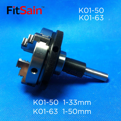 FitSain-chuck shank diameter 8mm/10mm three-jaw self-centering hand tight K01-50/K01-63 3-jaw Three-jaw lathe chuck ► Photo 1/6