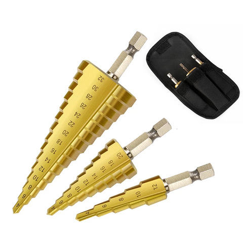 4-12/20/32mm Step Drill Bit Hss Titanium Coated Step Cone Metal Hole Cutter Metal Hex Tapered Drill Power Tools Accessories ► Photo 1/6