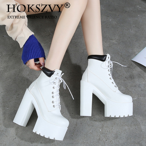 women super High Wedge Heel platform Zip Nightclub Shoes Ankle Boots black white