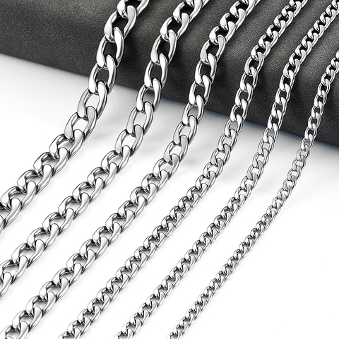 Men's Necklace Round Cuban Link Stainless Steel Chain Steel Tone Punk Boy Male Jewelry Gifts ► Photo 1/5