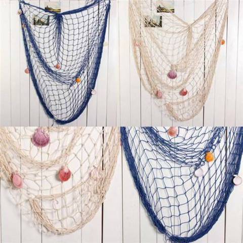 100cm x 200cm Nautical Fishing Net Decorative Seaside Wall Beach Party Sea Shell Fishing mesh Mediterranean Decor Wall sticker ► Photo 1/6