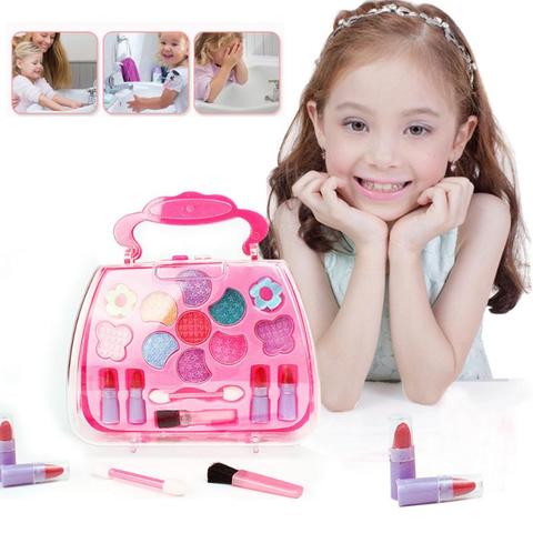 Girl Pretend Princess Makeup Box Toys Kids Make-Up Girls Traveling Cosmetic Toy Children Birthday Gift Dressing Box Set TSLM1 ► Photo 1/6