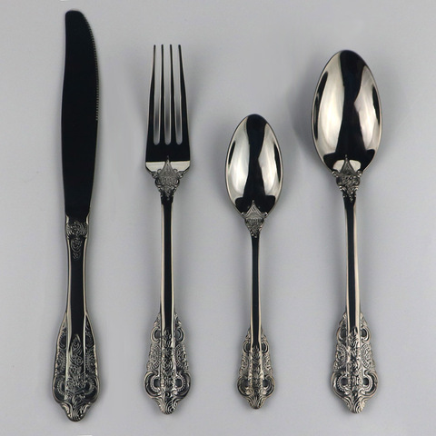 304 Stainless Steel Flatware Set Black Dinnerware Set Cutlery Set Tableware Silverware Set Western Food Fork Knife Drop Shipping ► Photo 1/5