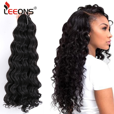 Leeons 20Inch Freetress Water Wave Canecalon Hair Crochet Hair Extensions Water Wave Synthetic Hair Bundles Ombre Braiding Hair ► Photo 1/6