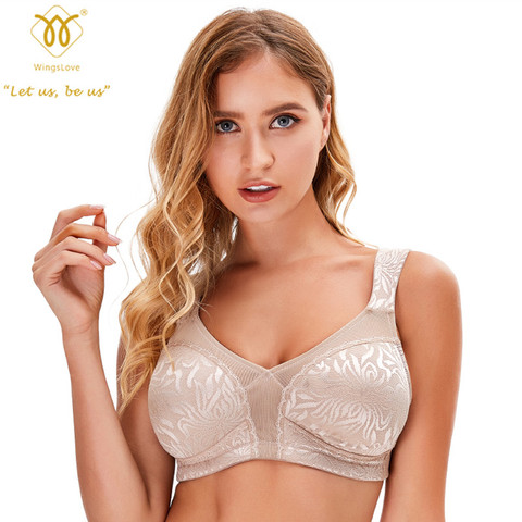 Plus Size Full Cup Womens Lace Bras Bralette Wireless Minimizer Brassiere  Underwear Tops Sexy Lingerie B C D DD Cup