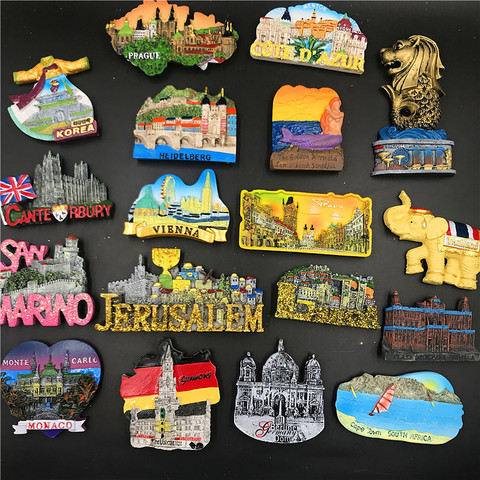 Color refrigerator sticker Thai Korea France Germany Vienna England Spain Portugal tourist souvenir magnetic refrigerator magnet ► Photo 1/6