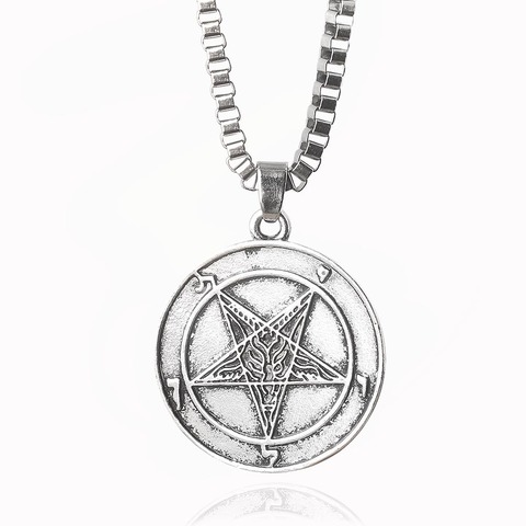 Sigil of Lucifer Satanic Symbol Necklace Inverted Pentagram Samael Lilith Baphomet Goat Choker For Men Norse Vikings Jewelry ► Photo 1/6