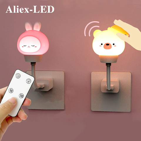 LED Chlidren USB Night Light Cute Cartoon Night Lamp Bear Remote Control for Baby Kid Bedroom Decor Bedside Lamp Christmas Gift ► Photo 1/6