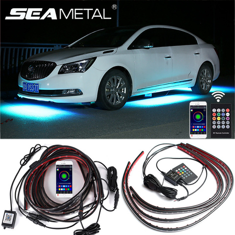 Car Underglow Neon Accent Strip Light Kit 8 Color Sound Active Function APP/Remote Control 4pcs LED Underbody System Light Strip ► Photo 1/6