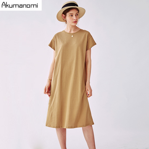 Comfortable Cotton Top Plus Size 7xl 6xl 5xl Xxl Brown Maxi T Shirt Dress Women Summer Party Vintage Knitted Boho Casual Dresses ► Photo 1/6