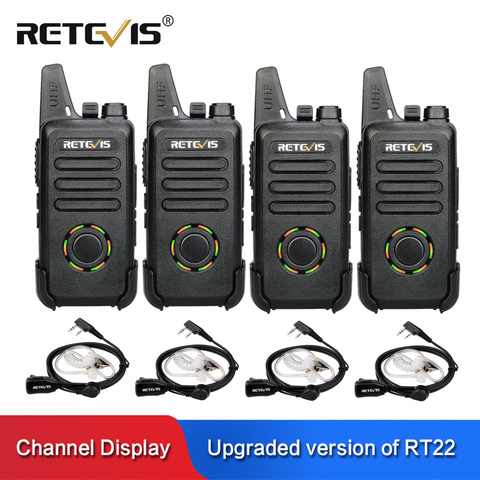 RETEVIS RT22S Portable Walkie Talkie 4 pcs 2W UHF VOX Channel/Battery Power Display Handy Two Way Radio Station +4pcs Earpiece ► Photo 1/6