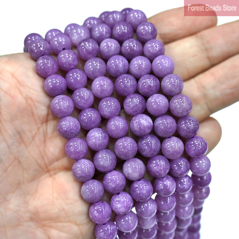 Light Purple Jaspers Natural Stone Chalcedony Round Beads for Jewelry Making Diy Charms Bracelet Necklace 15