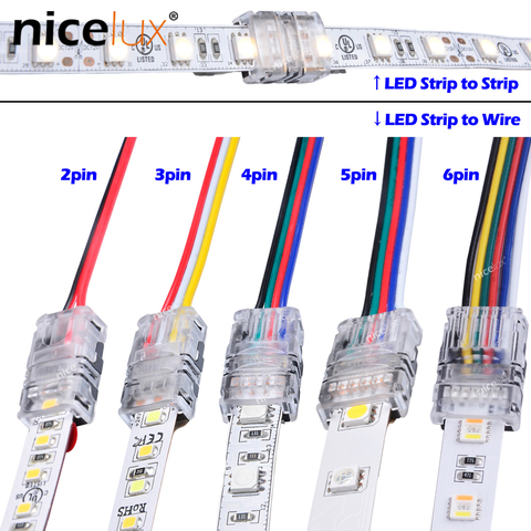 5pcs 2pin 3pin 4pin 5pin 6pin LED Strip Connector for RGB RGBW RGBWW 3528 5050 LED Strip Light Wire Connection Terminal Splice ► Photo 1/6