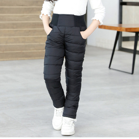 Winter Girls Boys Trousers Toddler Kids Cotton Padded Thick Warm Full Length Casual Pants Clothes High Waisted Baby Ski Leggings ► Photo 1/6